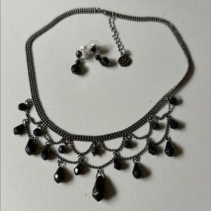 Elegant Black Necklace and Earring Set